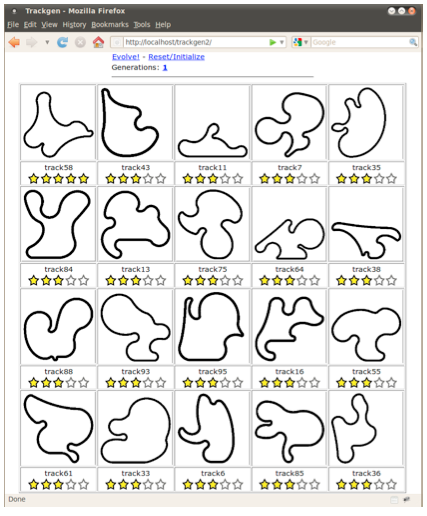 TORCS interactively evolved tracks